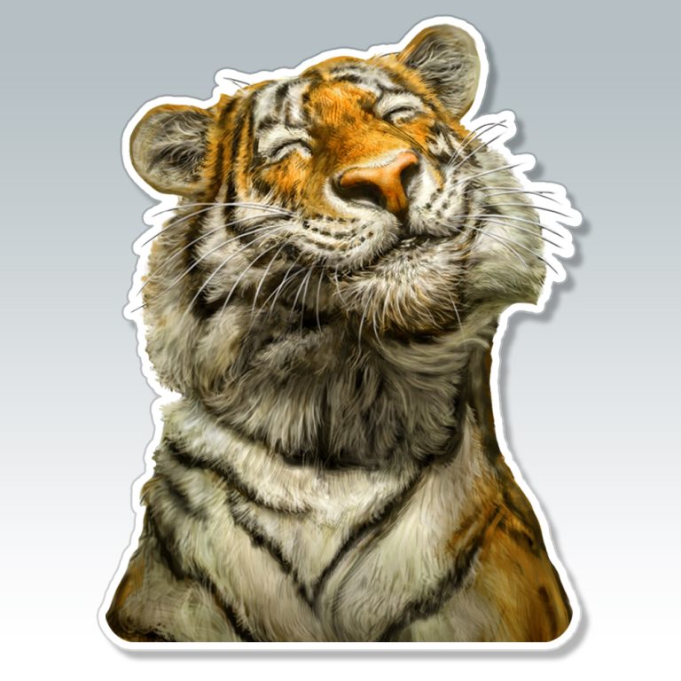 Smiling Tiger Sticker - LaMontagne Art